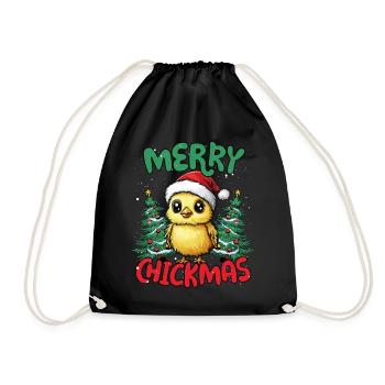 Merry Chickma's Funny Chick Christmas - Drawstring Bag - black - Front