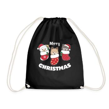 De jolis alpagas en chaussettes de Noël - Sac de sport léger - noir - Devant