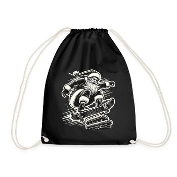 Christmas Santa Skateboard Streetwear Style - Drawstring Bag - black - Front