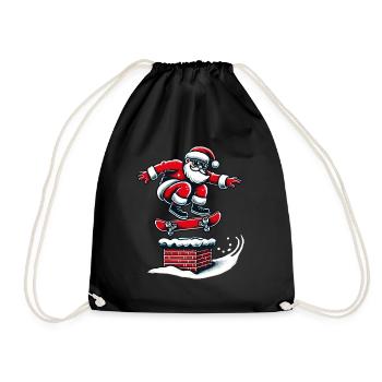 Christmas Skater Santa Streetwear - Drawstring Bag - black - Front