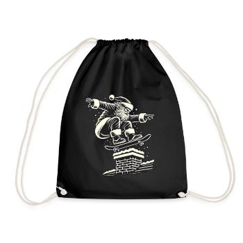 Christmas Skater Santa Streetwear Style - Drawstring Bag - black - Front