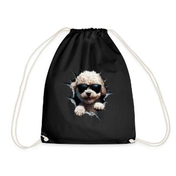 Drôle de chien propriétaire Chien mignon caniche - Sac de sport léger - noir - Devant