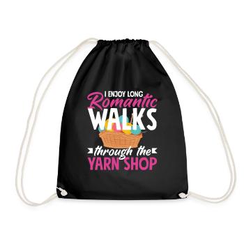 Knitting loves long romantic walks - Drawstring Bag - black - Front