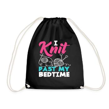 Knitting fun until late at night - Drawstring Bag - black - Front