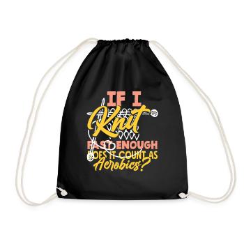 Knitting fast enough aerobics count - Drawstring Bag - black - Front