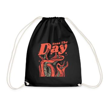 Seas The Day Cephalopoda Octopodes Octopoda Lover - Drawstring Bag - black - Front