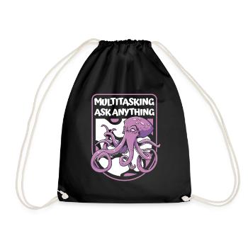 Multitasking Ask Anything Cephalopoda Octopodes - Drawstring Bag - black - Front