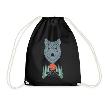 love dog head graphic in nature in the forest - Turnbeutel - Schwarz - Vorne