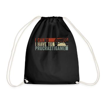 Gamer I Cant I Have To Procrastigame Gaming - Drawstring Bag - black - Front