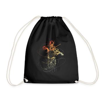 Vintage Violin Player Drawing - Drawstring Bag - black - Front