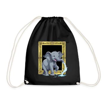 Elefant Elefanten Rüssel - Turnbeutel - Schwarz - Vorne