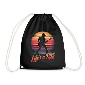 Guitar Player: Life's A Riff Art - Drawstring Bag - black - Front