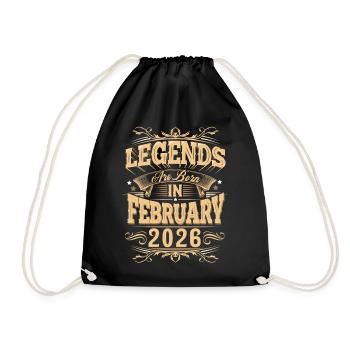 February 2026 birthday legend - Drawstring Bag - black - Front