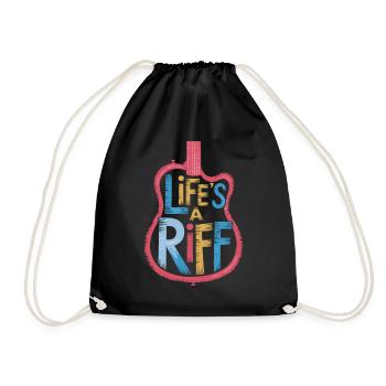 Guitar Player: Life's A Riff - Drawstring Bag - black - Front
