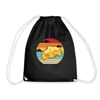 Retro Maker Queso Cheesemonger Lover Gouda Cheese - Drawstring Bag - black - Front