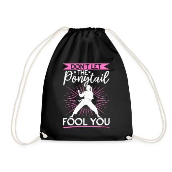 Don't Let The Ponytail Fool You - Funny Muay Thai - Drawstring Bag - black - Front
