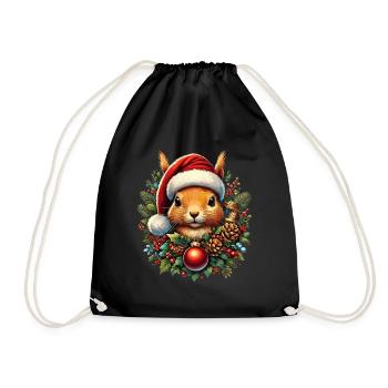 Écureuil de Noël avec chapeau et boule - Sac de sport léger - noir - Devant