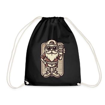 Snob Santa Claus with coffee - Drawstring Bag - black - Front