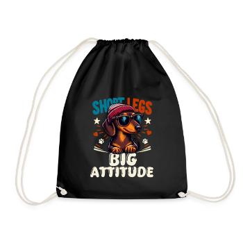 Dog Dachshund Paw Print Beanie Dachshund Friend Wau - Drawstring Bag - black - Front