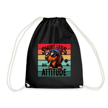 Teckel Chien Bonnet Lunettes de soleil Quatre pattes Drôle - Sac de sport léger - noir - Devant