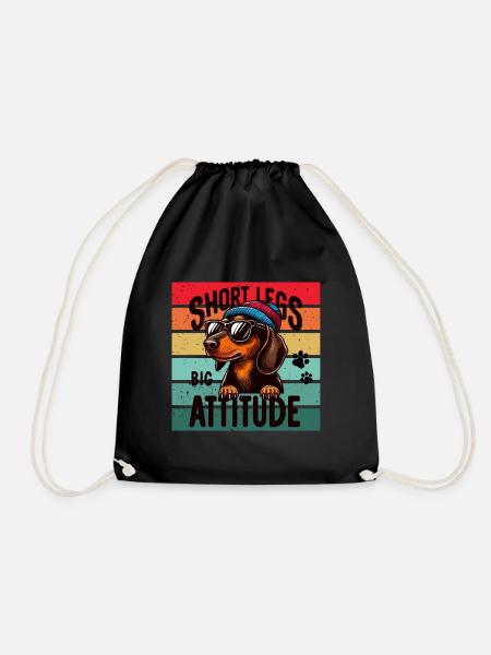 Dackel Hund Beanie Sonnenbrille Vierbeiner Lustig - Turnbeutel - Schwarz