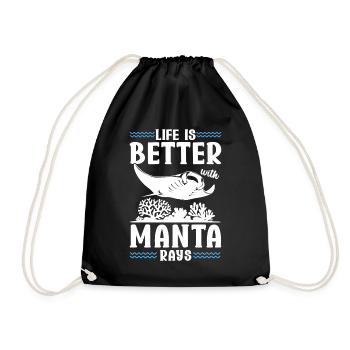 Manta Rays Great Manta Sea Creatures - Drawstring Bag - black - Front