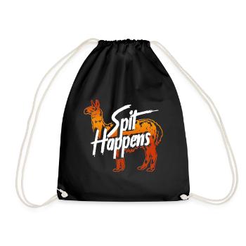 Llama Spit Happens - Drawstring Bag - black - Front