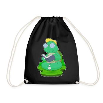 Turtle Nerd Book Glasses - Drawstring Bag - black - Front