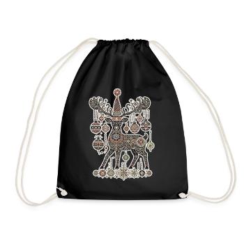 Weihnachtlicher Vintage-Cottagecore Rentierzauber - Turnbeutel - Schwarz - Vorne