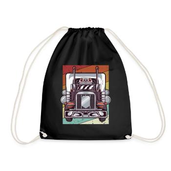 Retro Trucker Truckie Legends Lover Truck Driver - Drawstring Bag - black - Front