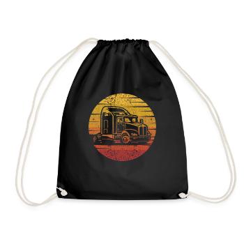 Retro Trucker Truckie Legends Lover Truck Driver - Drawstring Bag - black - Front