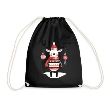 Christmas Reindeer Cottagecore Nostalgia - Drawstring Bag - black - Front