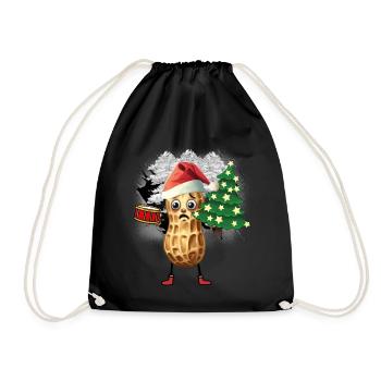 Santa Claus Peanut Santa Christmas - Drawstring Bag - black - Front