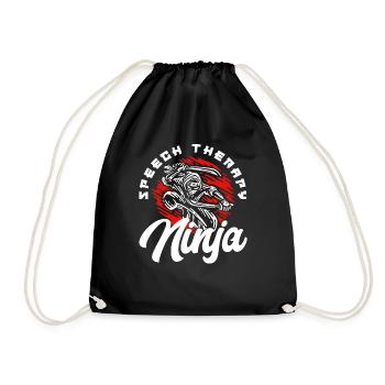 Speech Therapy Ninja for Speech Therapists - Drawstring Bag - black - Front
