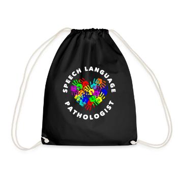 Speech therapist Colorful handprints heart - Drawstring Bag - black - Front