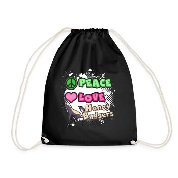 Peace Love Honey Badgers - Drawstring Bag - black - Front