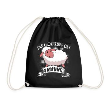 Sheep I'd Rather Be Farming - Drawstring Bag - black - Front