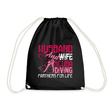 Husband And Wife Scuba Diving Partners For Life - Drawstring Bag - black - Front