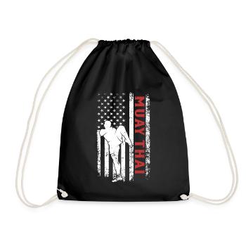 Muay Thai Fighter Muay Thai US Flag - Drawstring Bag - black - Front