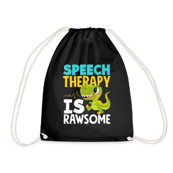 Speech therapist Saurier: Speech therapy is Rawsome - Drawstring Bag - black - Front