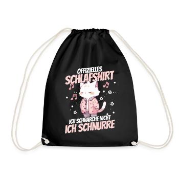 Official Sleep Shirt - I Purr and Dream - Drawstring Bag - black - Front