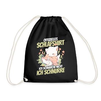 oChemise de nuit officielle - Chat avec des fleurs - Sac de sport léger - noir - Devant