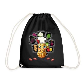 Peanut Cook Cooks Cook Vegetables Vegetarian - Drawstring Bag - black - Front