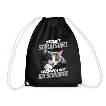 Official Sleep Shirt - Sleeping Kitten - Drawstring Bag - black - Front
