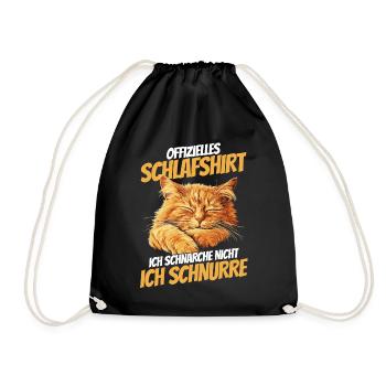 Official Sleep Shirt - Kitten with Red Fur - Drawstring Bag - black - Front