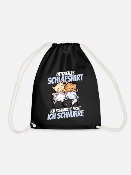 lustOffizielles Schlafshirt - Niedliche Katzenfami - Turnbeutel - Schwarz