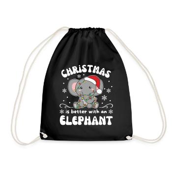Christmas is better with an elephant - Drawstring Bag - black - Front