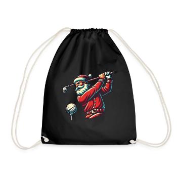 Santa Claus golfing - Drawstring Bag - black - Front
