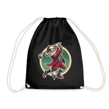 Golf Spielender Weihnachtsmann Design - Turnbeutel - Schwarz - Vorne