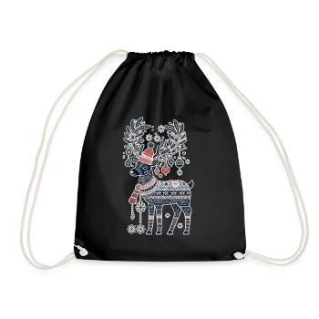 Christmas reindeer magic in the - Drawstring Bag - black - Front